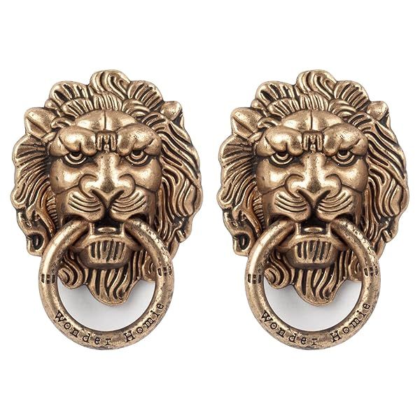 [2 Pack] Lion Head Cell Phone Ring Holder Stand, Finger Ring Kickstand with Polished Metal Phone Grip, Smartphone Accessories?Black Gold?