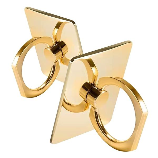 [2 Pack] Square Sparkling Cell Phone Ring Holder Stand,360 Degree Rotation and 180 DegreeAdjustable Finger Ring Kickstand with Polished Metal Phone