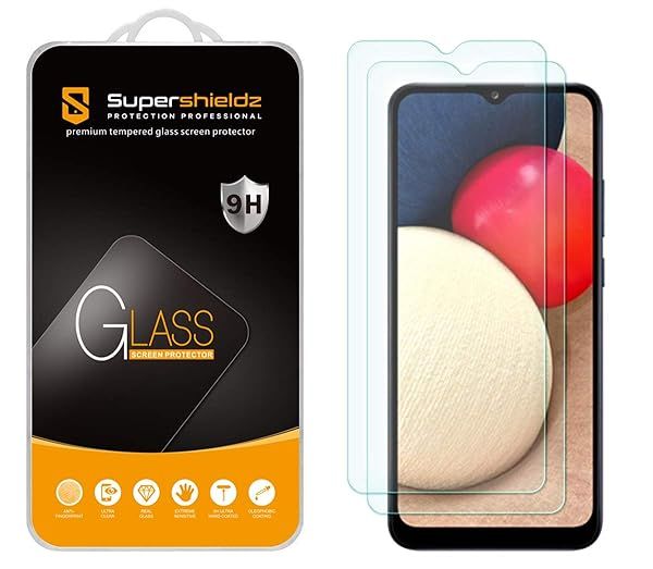 Supershieldz Tempered Glass Screen Protector for Samsung Galaxy A02s 2 Pack Anti Scratch Bubble Free
