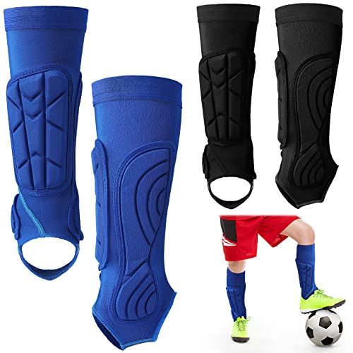 2 Pairs Soccer Shin Guards Kids, Football Ankle Protector Socks, Youth Shin Pads Protective Soccer Accessories, Football Equipment with Leg and Ankle