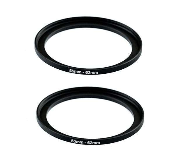 55-62MM Step-Up Ring Adapter (2-Pcs) for DSLR Lens - 55mm to 62mm Filter Ring for ND, UV, CPL & Infrared Filters