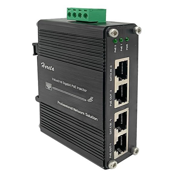 2-Port Industrial Gigabit PoE+ Injector 30W Max | 12-48VDC, IEEE 802.3af/at, 10/100/1000Base-T Compliant