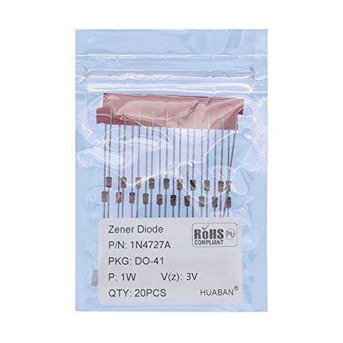 20PCS 1N4727A Silicon Zener Diodes 1W 3V DO-41 Axial - High-Quality Power Diodes for Reliable Performance