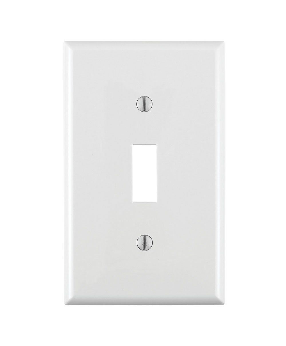 Leviton 80701-W 1-Gang Toggle Switch Wallplate - Durable Thermoplastic Nylon, Standard Size, White