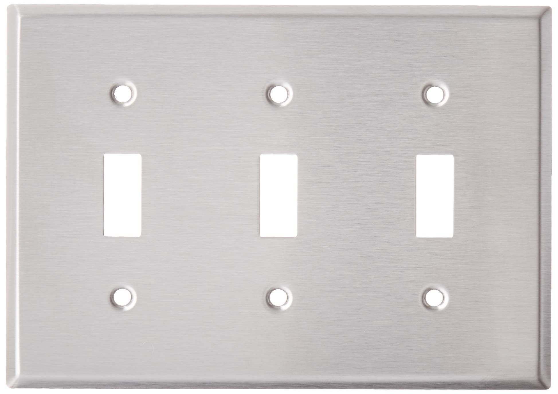 Leviton 84011 3-Gang Toggle Switch Wallplate - Stainless Steel, Standard Size, Durable Device Mount