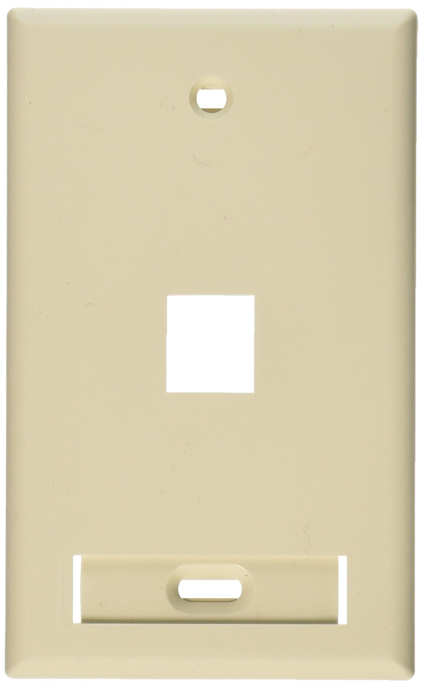 Leviton 42080-1TS QuickPort Wallplate: Light Almond, Single Gang, 1-Port with ID Window