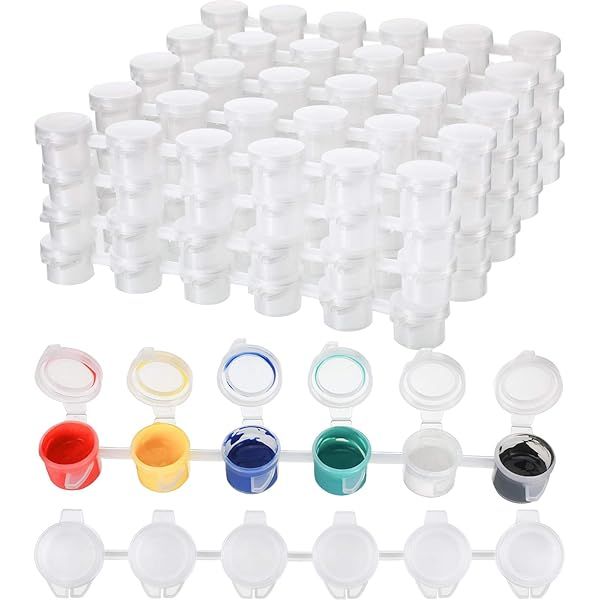 24 Strips of 144 Empty Mini Acrylic Paint Pots with Lids for Arts and Crafts Storage Ideal for Classrooms Schools and Art Festivals