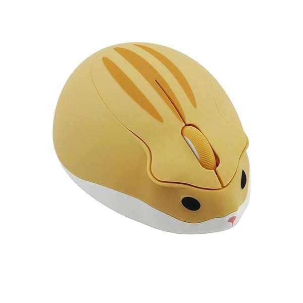 2.4GHz Cute Hamster Wireless Mouse - Quiet, Portable, 1200DPI USB Mice for PC & Mac - Perfect Gift for Kids & Adults (Yellow)