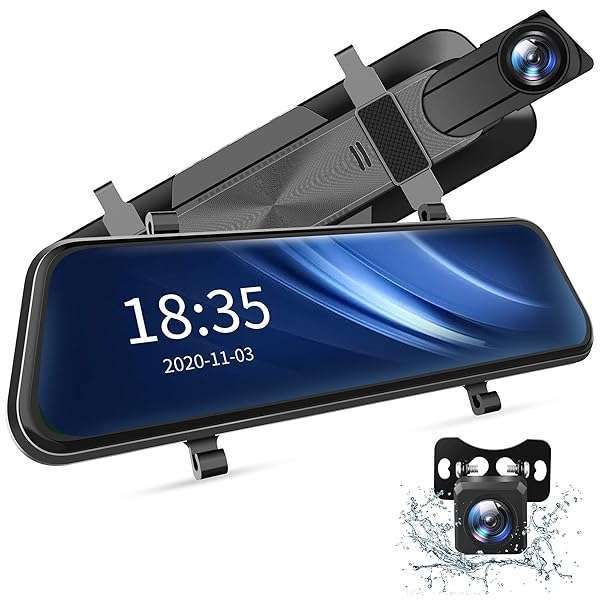 "Vantop 2.5K Mirror Dash Cam: Waterproof 10" Touch Screen, Front & Rear Camera, Parking Assist & G-Sensor"