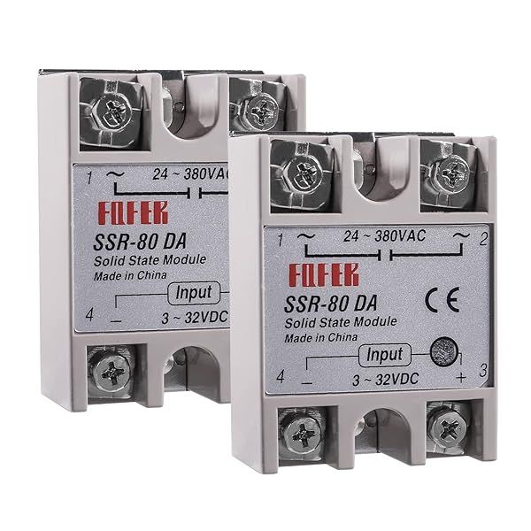 2pcs SSR-80DA Solid State Relay DC to AC Input 3-32V DC Output 24-380V AC 80A