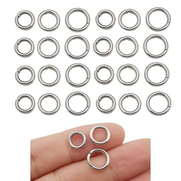 300pcs Stainless Steel Jump Rings - 8mm, 9mm, 10mm Connector Rings for Jewelry Making & DIY Crafts