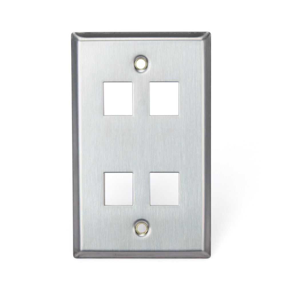 Leviton 43080-1S4 4-Port Stainless Steel Wall Plate - Durable & Stylish Solution