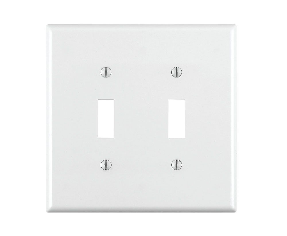 Leviton 80709-W 2-Gang Toggle Switch Wallplate - Durable Thermoplastic Nylon, Standard Size, White, 1-Pack