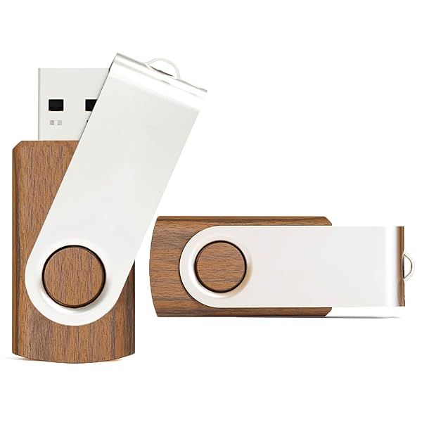 32GB USB Flash Drive 2 Pack High Speed TATMOHIK Wood Swivel Thumb Drive for Digital Data Storage and Backup