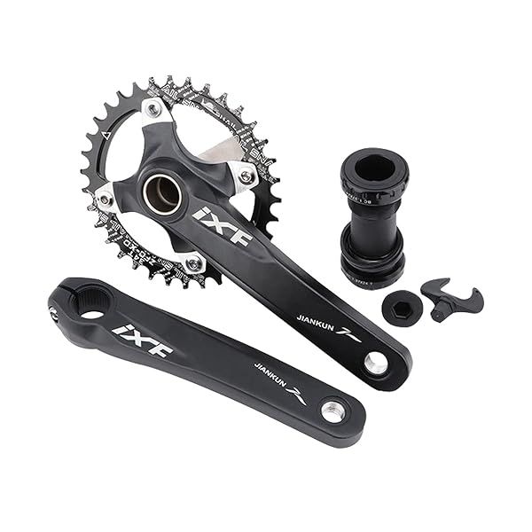 32T Black Mountain Bike Crankset - 170mm Square Crank with Aluminum Alloy Narrow Wide Chainring for Road Cycling