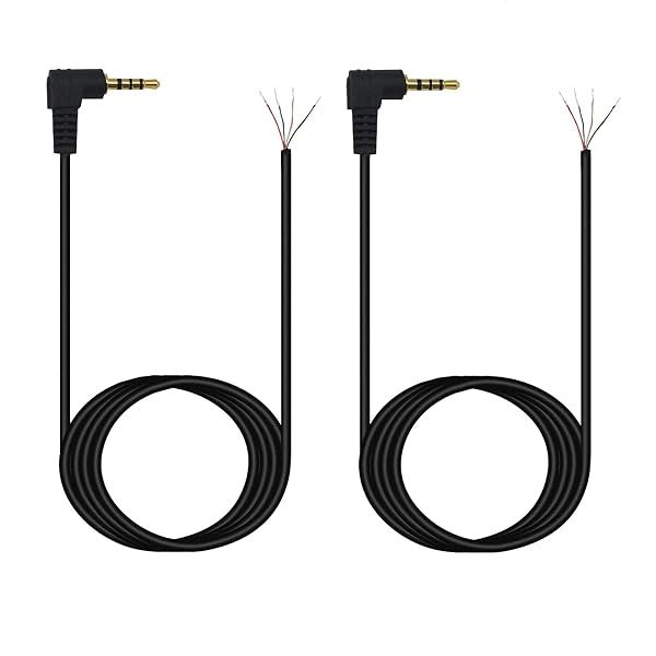 YOUCHENG 3.3 Feet 2.5mm 4 Pole Stereo Male Plug to Bare Wire Audio Cable for Headphone Microphone Cable Repair 2-Pack