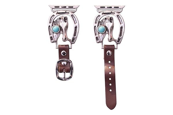 Turquoise Genuine Leather Apple Watch Band No. 72T - Compatible with 38mm, 40mm, 41mm Series 8, 7, 6, 5, 4, SE