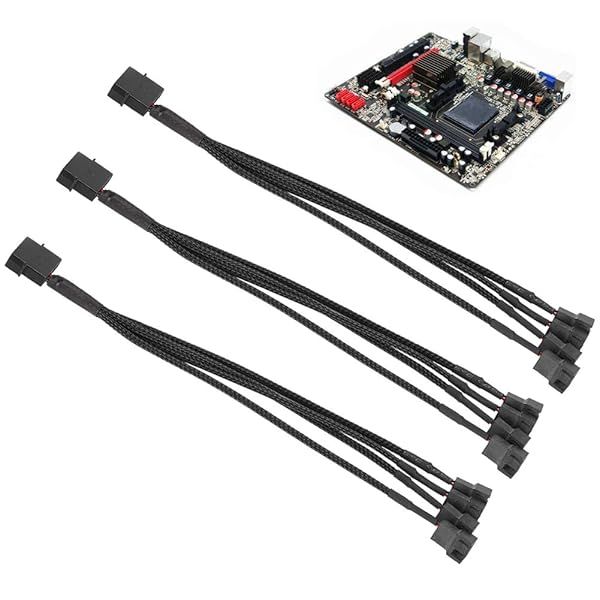 3Pcs PC Chassis Fan Splitter Extension Cable 1 to 4 CPU Fan Tinned Copper Compatible with 4 Pin PC Cooling Fans