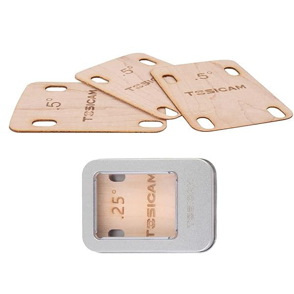 3pcs Guitar Neck Shims Shim Made of Canada Solid Maple Wooden, For Bolt-on Neck Bolts, Shaped 0.5 Degree (3pcs 0.5 Degree)