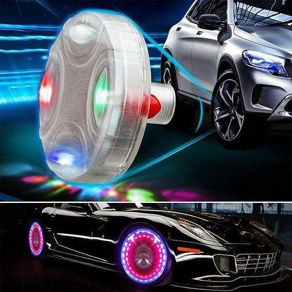 4 Pcs LED Solar Wheel Tire Lights - Waterproof Strobe Lamps for Cars, Motorcycles & Bikes | MACHSWON Colorful Hub Kit