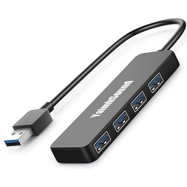 YaimhSound 4-Port USB Hub 3.0: Fast USB Splitter for Dell, HP, MacBook, Xbox & More