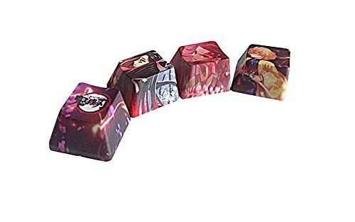 4 Keycap Set: 5-Side Dye-Subbed PBT R4 Keycaps for DIY Gaming Mechanical Keyboards - Demon Slayer Design