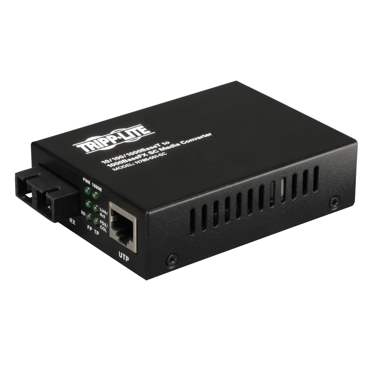 Tripp Lite RJ45 to Fiber SC Duplex Ethernet Extender - 1.2 Miles, Gigabit, PoE+, 1310nm, 2-Year Warranty