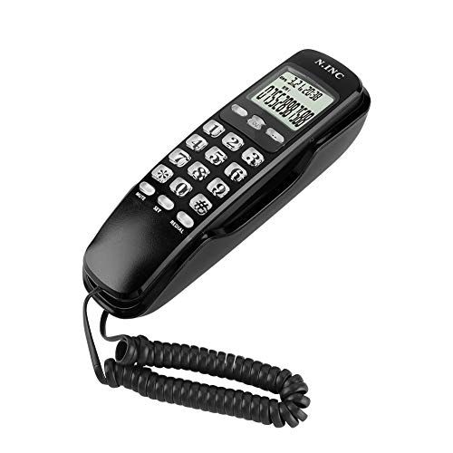 Mini Landline Telephone with Caller ID & Redial - Perfect for Home, Office & Hotel Use (Black)