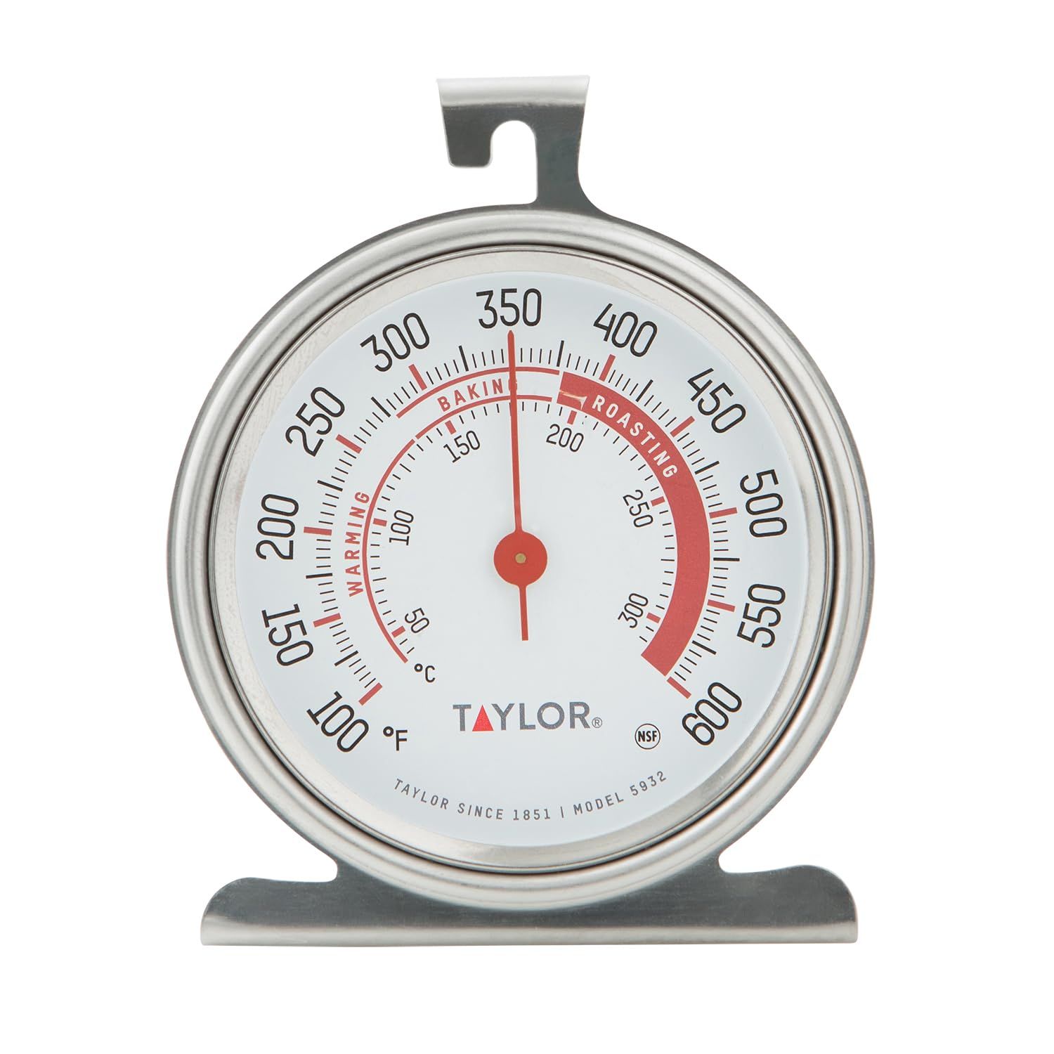Taylor 5932 Large Dial Kitchen Thermometer - 3.25 Inch Stainless Steel Oven & Grill Thermometer