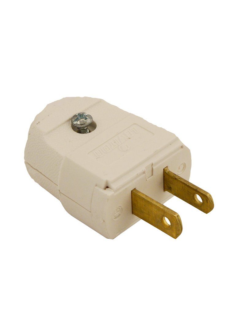 Leviton 101-WP Light Duty Polarized Electrical Plug - 125V, 15A, 2P, 2W, White | Reliable Power Solution