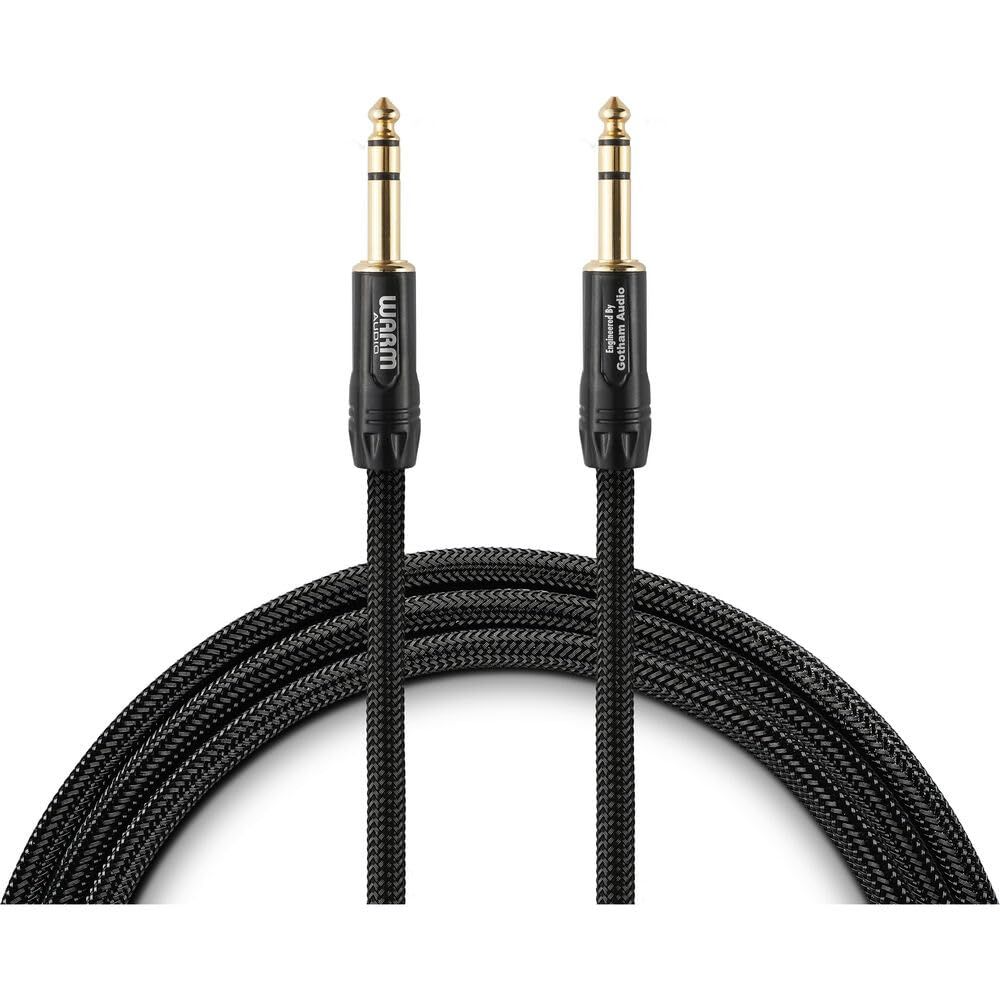 Warm Audio Prem-TRS 20' Cable - Premier Series Black/Gold TRS to TRS for Superior Sound Quality