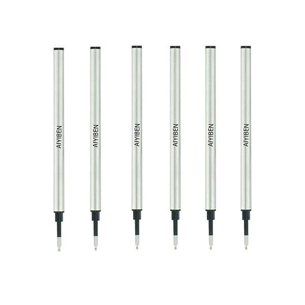 "4.37" Rollerball Pen Refills - Fine Point 0.5mm Black Ink, 6 Pack Replaceable Medium Point Refills"