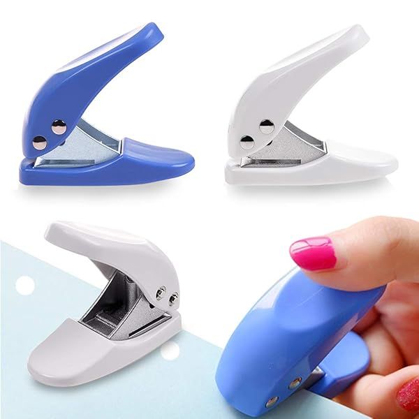 4PCS Mini 1-Hole Paper Punch - Portable Handheld Puncher for 10 Sheets, Assorted Colors