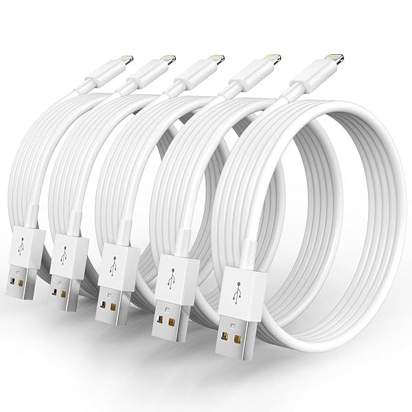 Apple MFi Certified 10FT iPhone Charger Long Lightning Cable 5 Pack Fast Charging Compatible with iPhone 14 13 12 11 Pro Max Mini XS XR 8 7 Plus 6 iPad