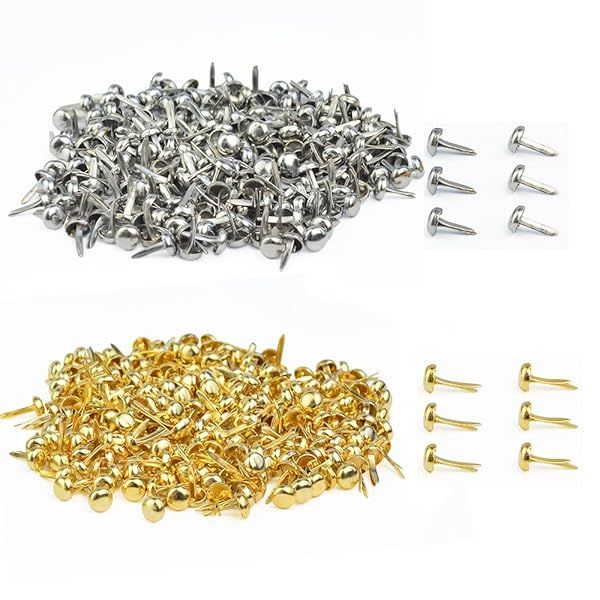 500 PCS Brass Plated Paper Fasteners for Crafts - Gold & Silver Brads with Storage Bag | Baotongle DIY Scrapbooking Supplies