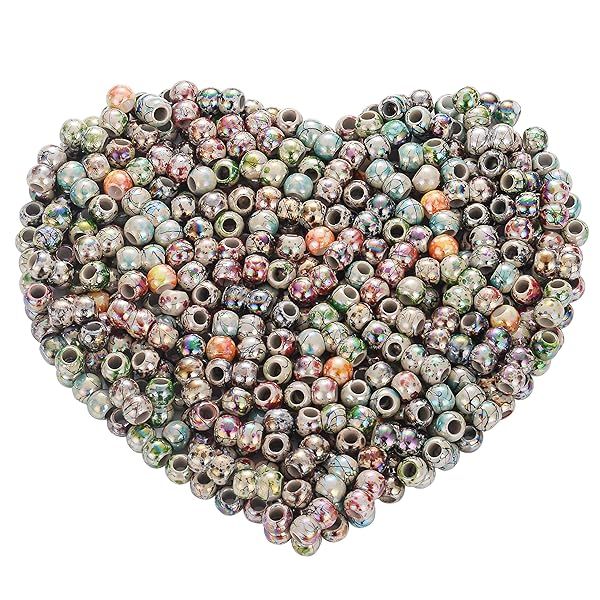 500pcs 8mm Multicolor Acrylic Flower Beads - Big Hole Round Loose Beads for Crafts