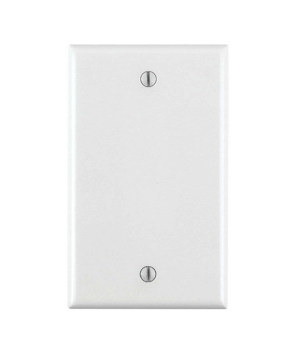 Leviton 80714-W Blank Wallplate - 1-Gang, Standard Size, White Thermoplastic Nylon for Easy Installation