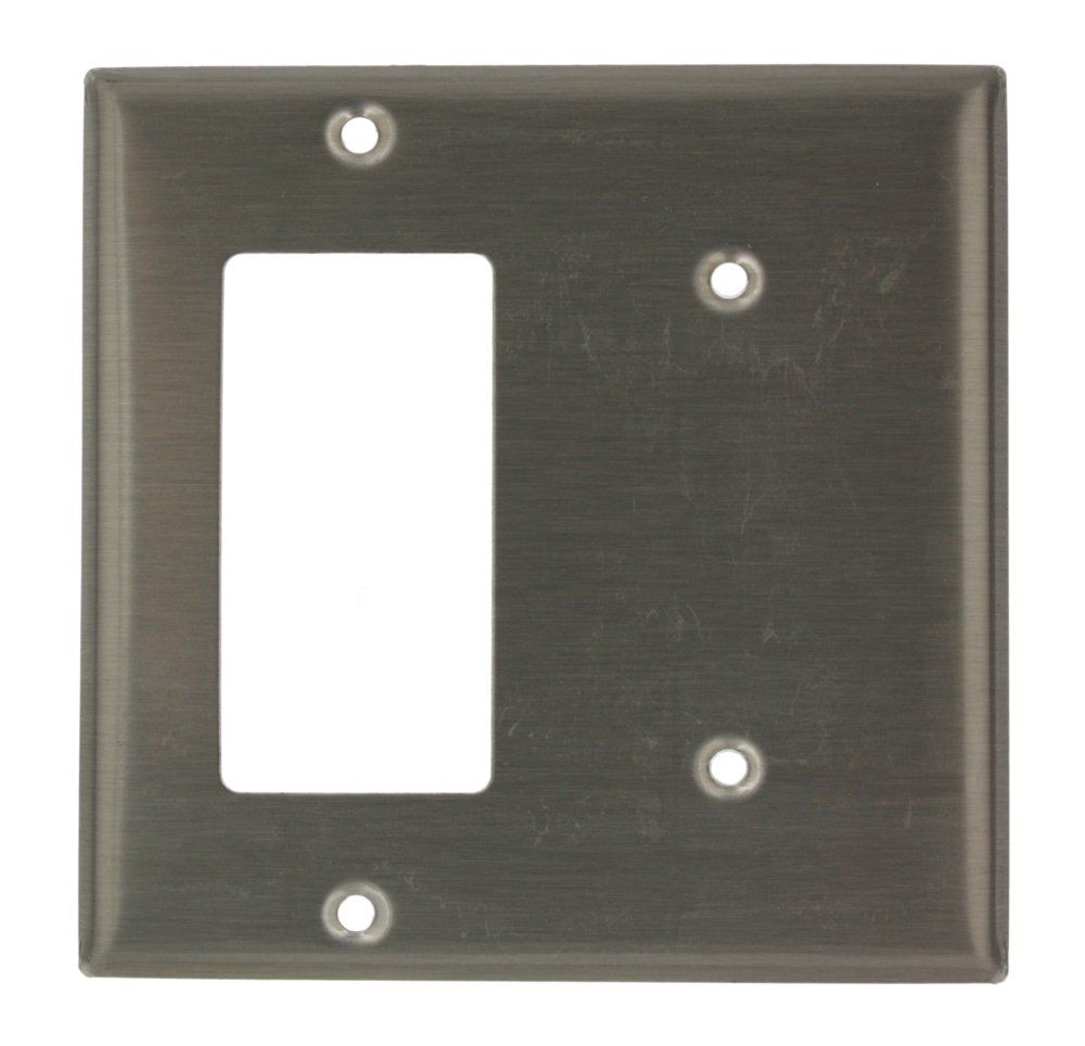 Leviton S1426-N 2-Gang Wallplate: Stainless Steel Black GFCI & DECORA Combo for Modern Homes