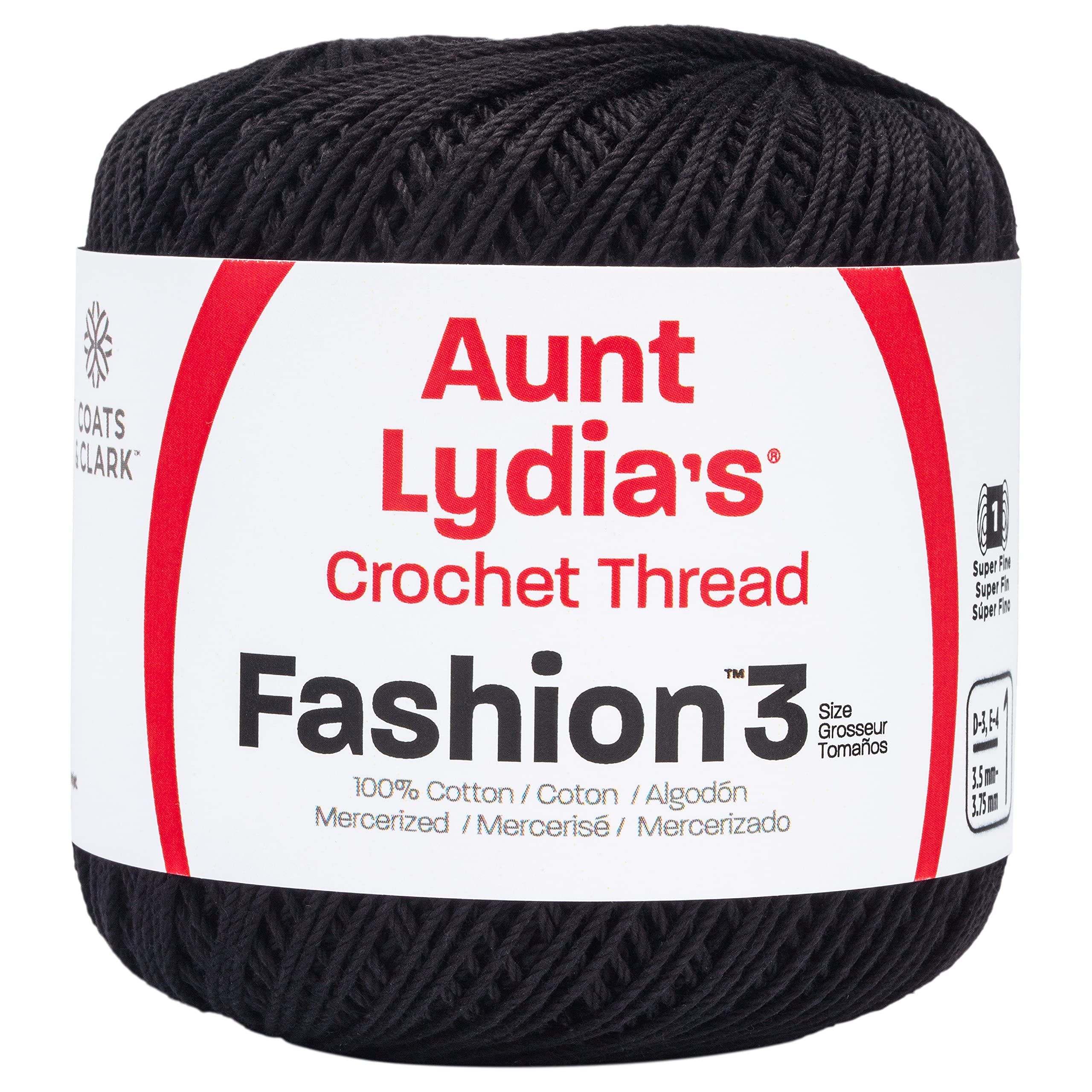Coats Crochet Fashion Thread 3 in Black - Perfect for Stylish Crochet Projects