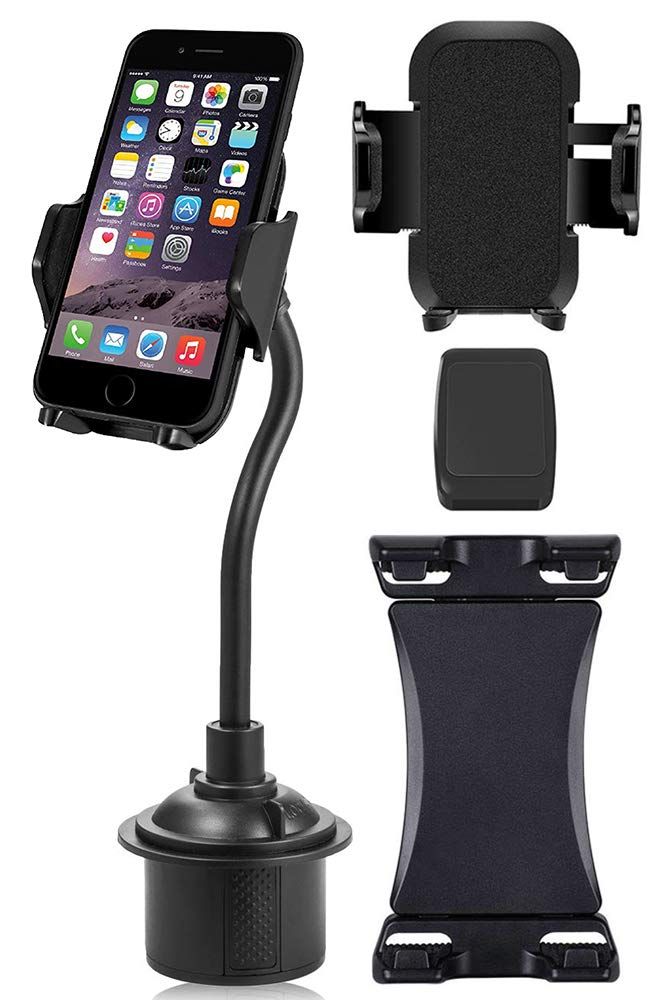"Universal Cup Holder Mount for iPhone & iPad Mini - Magnetic, Padded Holder & XL Clamp - Fits Devices Up to 9.5" | Nakedcellphone"