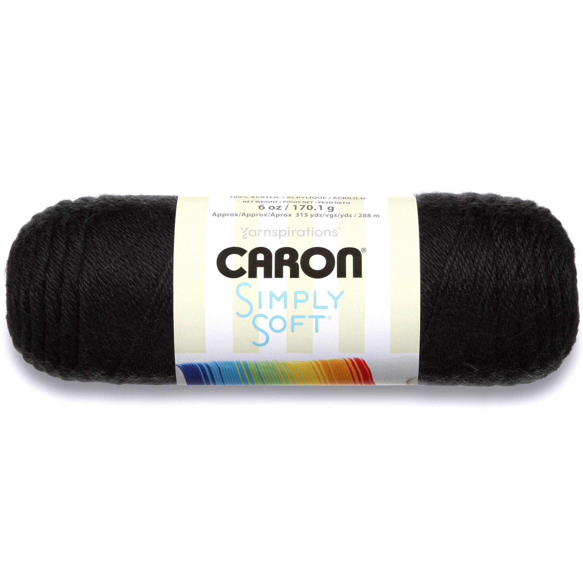 Buy Caron H970039727 Simply Soft Solids Yarn - 100% Acrylic, 6 oz Black - Machine Wash & Dry
