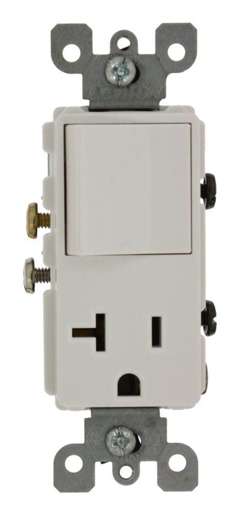 Leviton 5636-W 20 Amp Decora Single-Pole AC Switch - Commercial Grade, Grounding, White