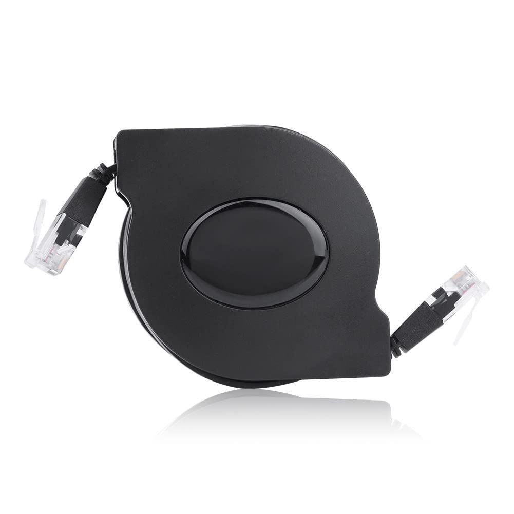 ASHATA Cat6 Ethernet Cable 2m - Retractable Flat LAN Cable for Fast Internet & Routers