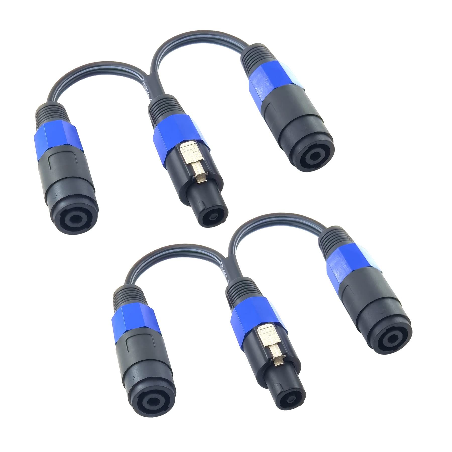 WJSTN speakon Splitter Cable 1 Female 2 Male Speaker Break Out Cable? Speak-on Cable 2 Pole Adapter Cable?2Pack (1 Male to 2 Female)