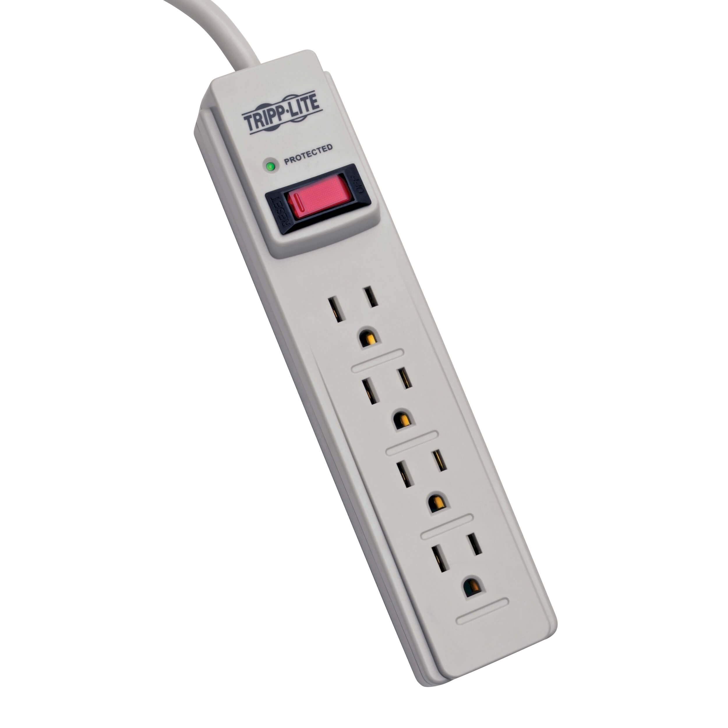 Tripp Lite 4 Outlet Surge Protector Power Strip with 4ft Cord & $1,000 Insurance (TLP404) - Reliable Surge Protection