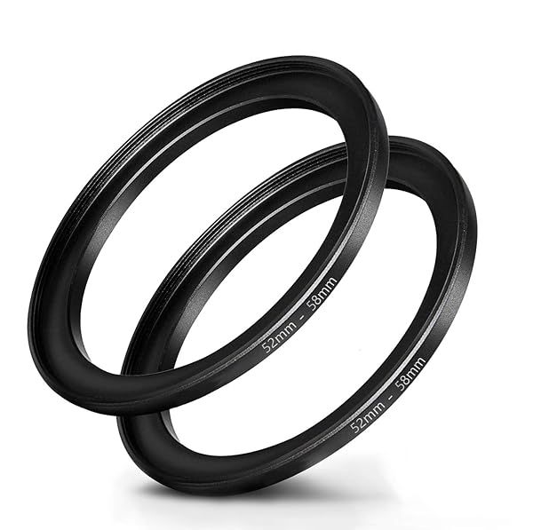 52mm to 58mm Step Up Ring Adapter for Camera Lens Filter Premium Aluminum 2 Pack