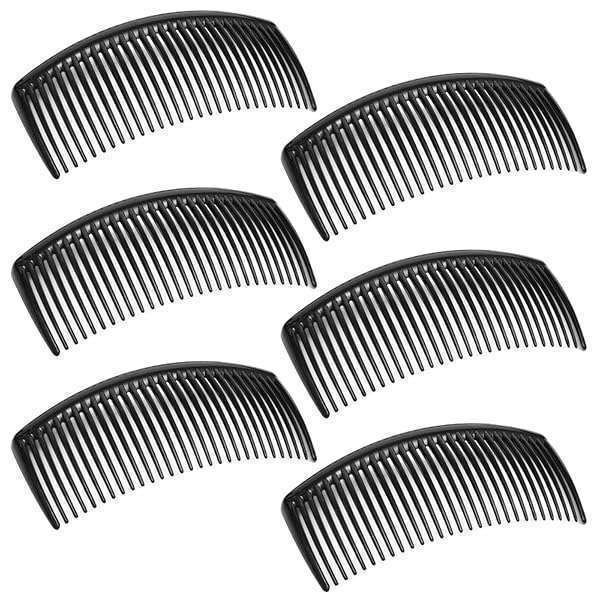 6-Pack French Twist Combs for Fine Hair - SourceTon Plastic Side Hair Clips for Women - Perfect Hair Accessories in Black