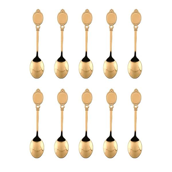 6 Pcs Gold Flower Spoon Set - Creative Stainless Steel Teaspoons for Coffee, Dessert & Ice Cream