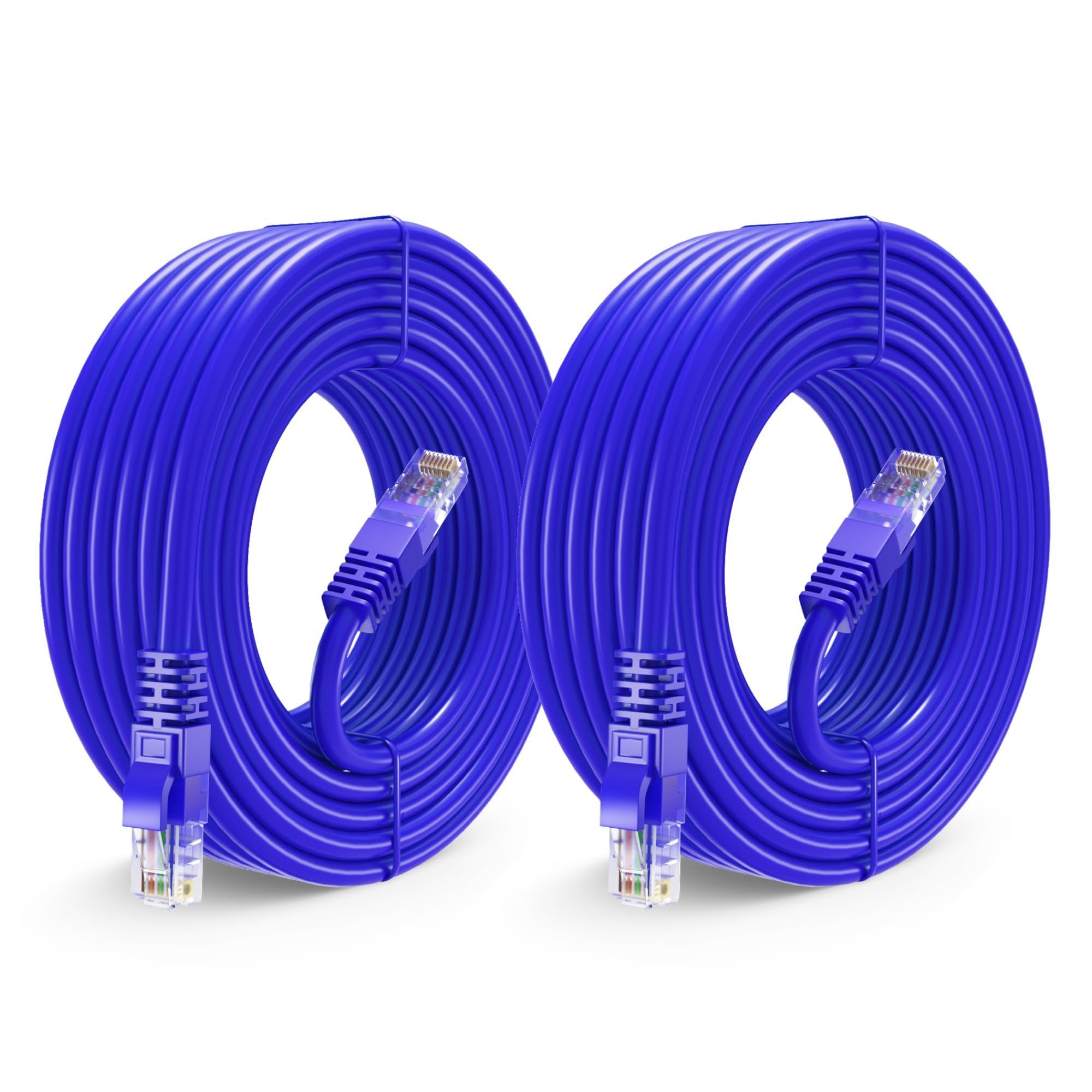 Maximm Cat 6 Ethernet Cable 30ft (2-Pack) - High-Speed 10Gbps LAN & Internet Cable - UTP, 550MHz, Blue