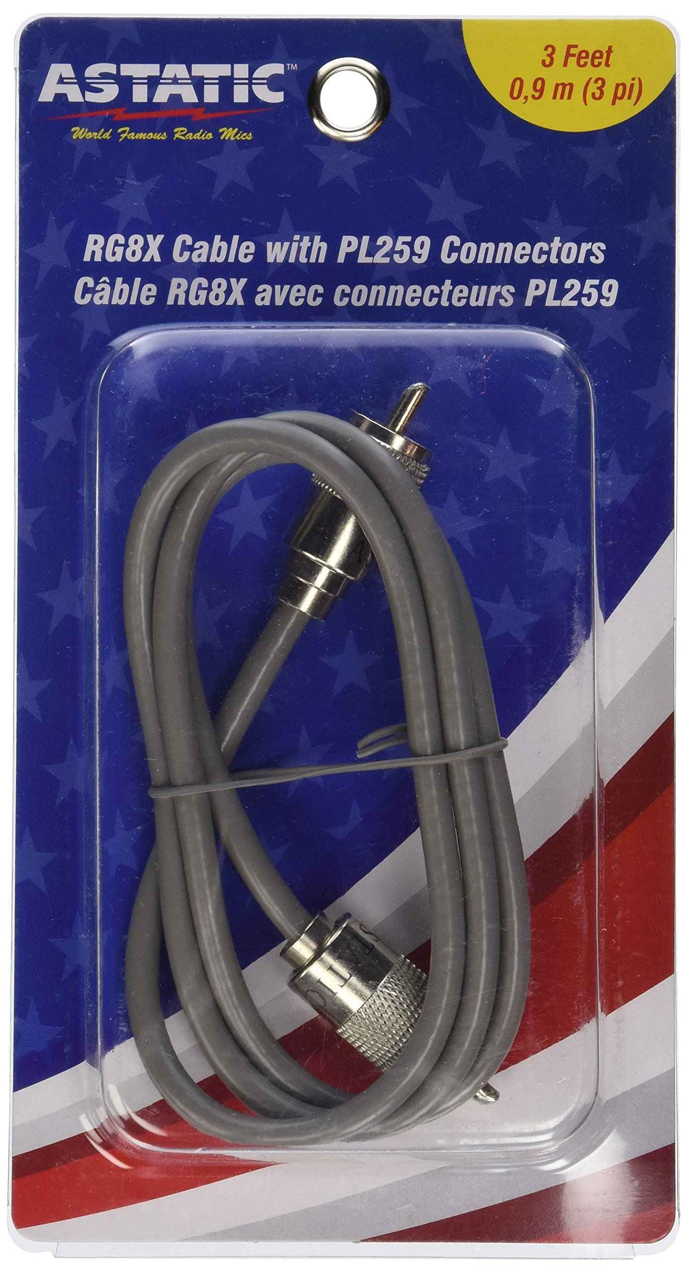 Buy Astatic 302-10268 Gray 3-Foot Cable with PL-259 Connectors for CB Antennas - Perfect Fit for 5-Foot Models